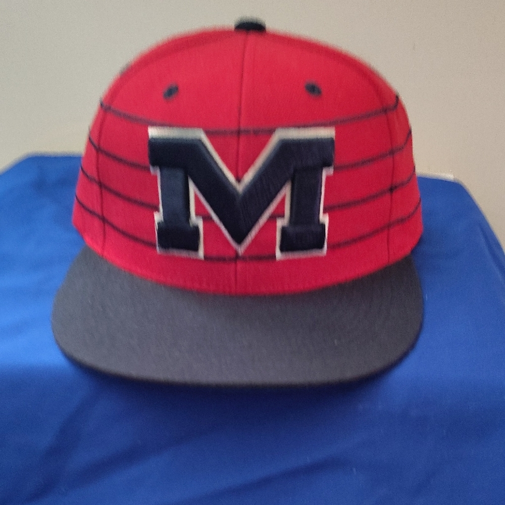 Red and Black Cap with 'M' Logo